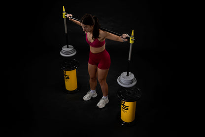 Athlete using squat spotter load position