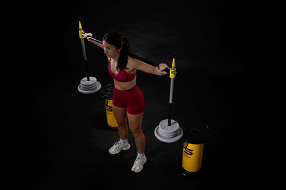 Athlete using squat spotter start position